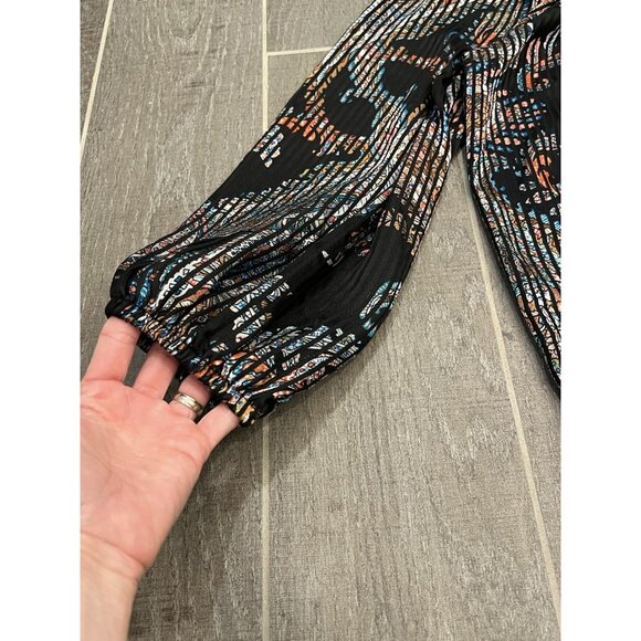 Anthropologie Maeve Madeira Black Burnout Blouse XS Size Satin Top Paisley - Picture 12 of 14